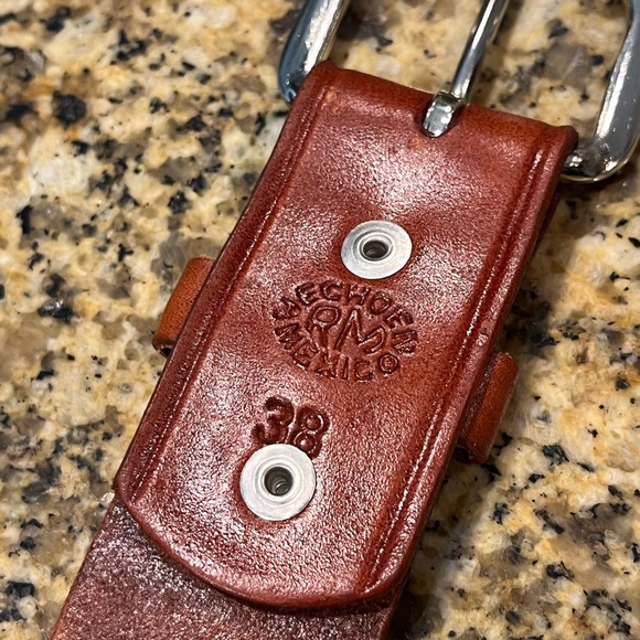 Western Tooled Leather Woven Belt Made in Mexico Men’s Size 38 *Measurements* - Picture 4 of 11